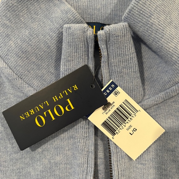 New with Tags Polo Ralph Lauren Heather Blue Quarter Zip Size Large - Picture 2 of 3
